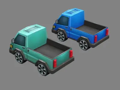 Cartoon light truck cart Low-poly 3D model