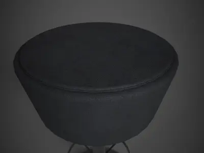 Stool floor lamp with shade Low-poly 3D model