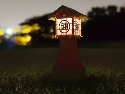 Vintage Japanese lantern  Low-poly 3D model