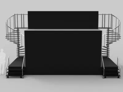 Two Level Stage with Coil Stairs 3D model