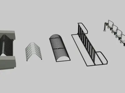 Bike Racks Collection - 5 Bicycle Racks 3D model