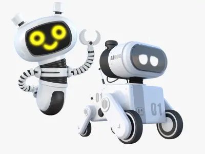  Cute Robot 3D Model Pack – High-Quality Rigged Characters 