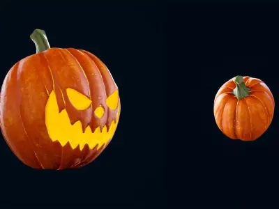 Halloween Pumpkin Head 02 - Game Ready - Textured PBR Low-poly 3D model