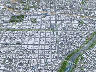 Sapporo City in Hokkaido Japan Low-poly 3D model