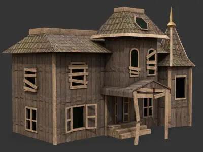 Haunted Wooden House 2 Low-poly 3D model