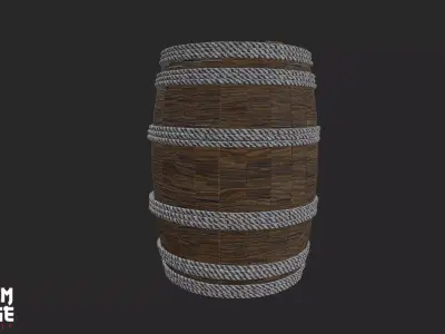 Barrel Reinforced with Rope Bindings Low-poly 3D model