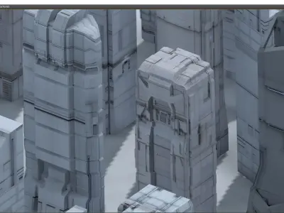 futuristic architecture set - 13 3D model