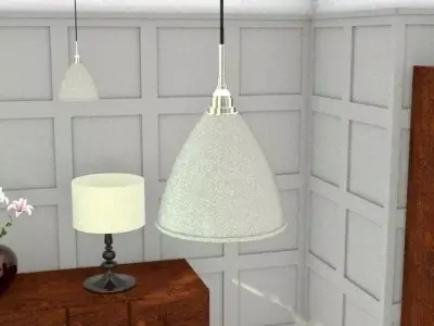 30s style cream pendant light Low-poly 3D model