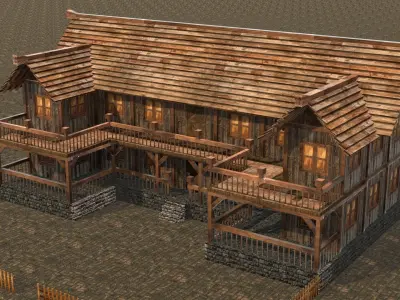 village house low poly medieval house Low-poly 3D model