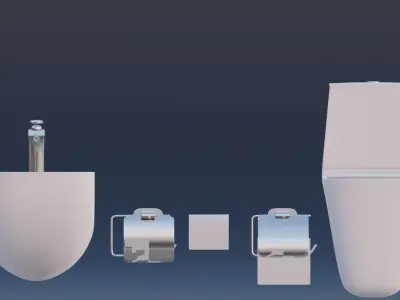 toilet and toiletries  Low-poly 3D model
