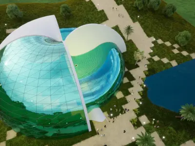 Organic Architecture Office building Low-poly 3D model