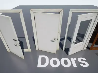 Post Soviet Doors UE4 Low-poly 3D model