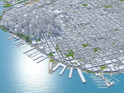 San Francisco Downtown California USA Low-poly 3D model