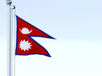 Animated Nepal Flag Low-poly 3D model