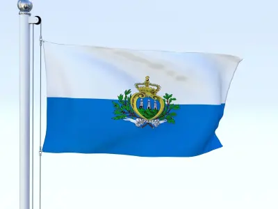 Animated San Marino Flag Low-poly 3D model