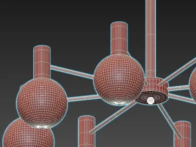 Tiara Tiara modern chandelier with six glass globes 3D model