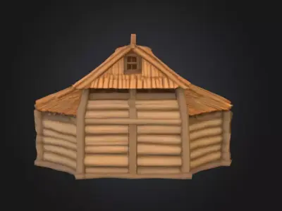 LowPoly Medieval Town Hall Low-poly 3D model