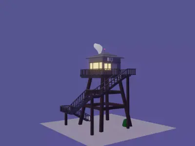 Firewatch Tower LowPoly Low-poly 3D model
