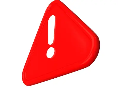 Red Warning Attention Sign Low-poly 3D model