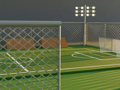 Stylized Low Poly Style Street Soccer Field   3D model