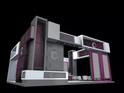 exhibition stall design 12 x 08  3 side open Low-poly 3D model
