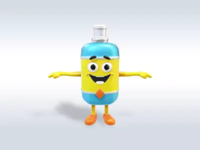 3D Cartoon character t pose flask back to school 3D model