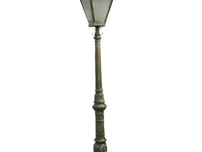 Vintage Street Lamp 3D Classic Outdoor Gas Light Ornate Pole Low-poly 3D model