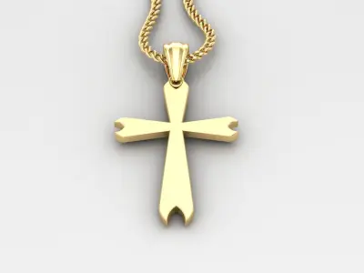 Light Gold 18K Cross Pendant 1CP005 3D print model