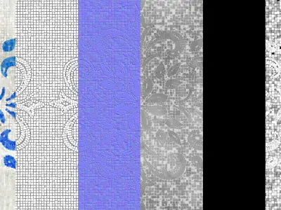 Mosaic Tiles Pattern 1 Seamless PBR Material Texture