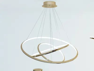 4 chandeliers pendant light with circular shape hanging from ... Low-poly 3D model