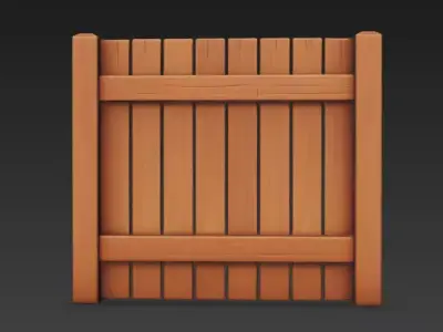 Stylized Simple Wooden Fence 3D Model 3D Model Low-poly 3D model