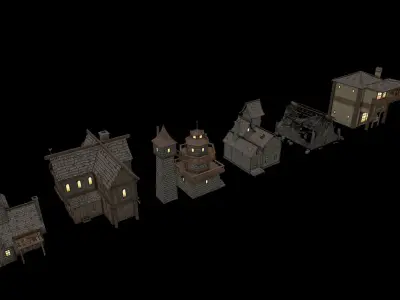 Fantasy Building pack Low-poly 3D model