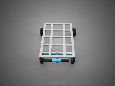 T-HANDLE SWIVEL STEERING FLATBED TROLLEY CART TRANSPORT PALLET 3D model