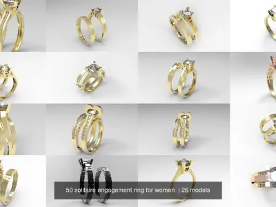 50 solitaire engagement ring for women  3D Model Pack