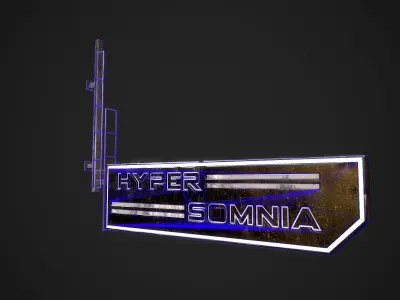 Neon signs Cyberpunk  Optimized FOr games  Low-poly 3D model