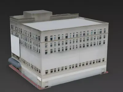 Heavy Commercial Corner Block 3D Model Low-poly 3D model