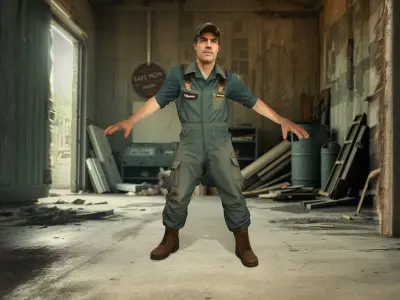 Biofuel Mechanic Survivor in Heavy Work Jumpsuit Low-poly 3D model