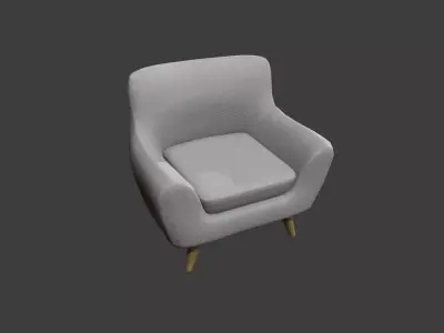 Light Grey Armchair Low-poly 3D model