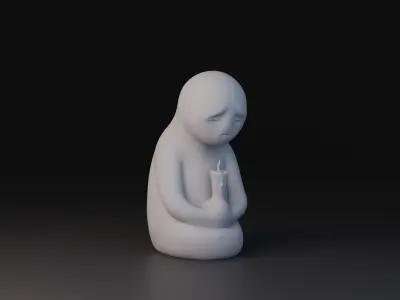 minimal sad miniature statue candle Free 3D print model