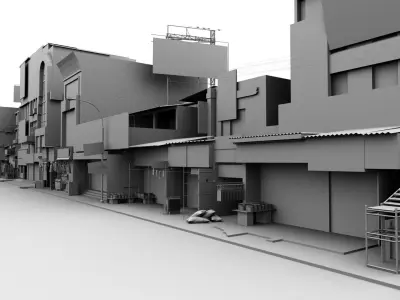 market bazaar street 2 road 3d model 3D model