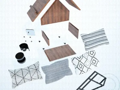 Grid pet House Low-poly 3D model