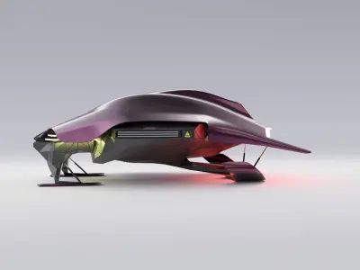 Organic industrial contrast spaceship 3D low poly scifi Low-poly Low-poly 3D model