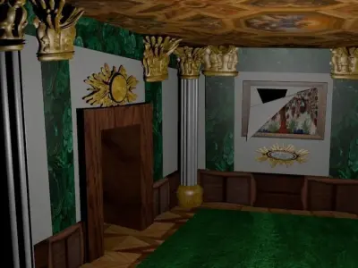 Museum room with ripped painting Low-poly 3D model