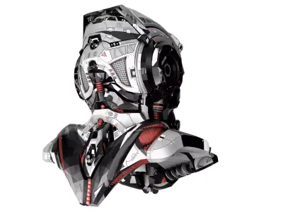 Helmet robot Low-poly 3D model