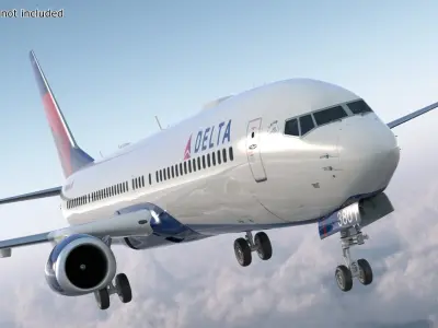  Delta Air Lines Boeing 737-900 with Cabin and Doors Rigged for Cinema 4D 