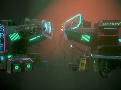 Sci-fi Shop Low-poly 3D model
