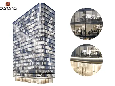 Modern office building 01 3D model