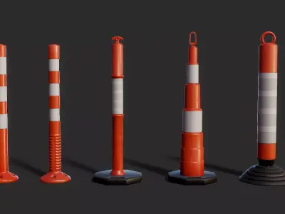 Warning Post 3D model Pack Low-poly 3D model