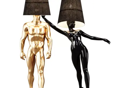 Hommer human lampshade Floor lamp Collection Pose09 3D model