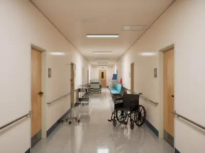Hospital Corridor 3d Scene Low-poly 3D model
